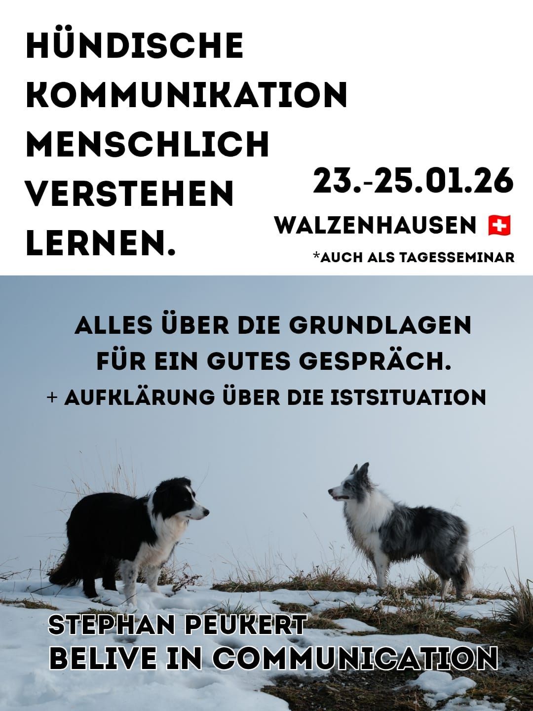 Seminar hündische Kommunikation verstehen, Schweiz, Januar 2026, Wlazenhausen