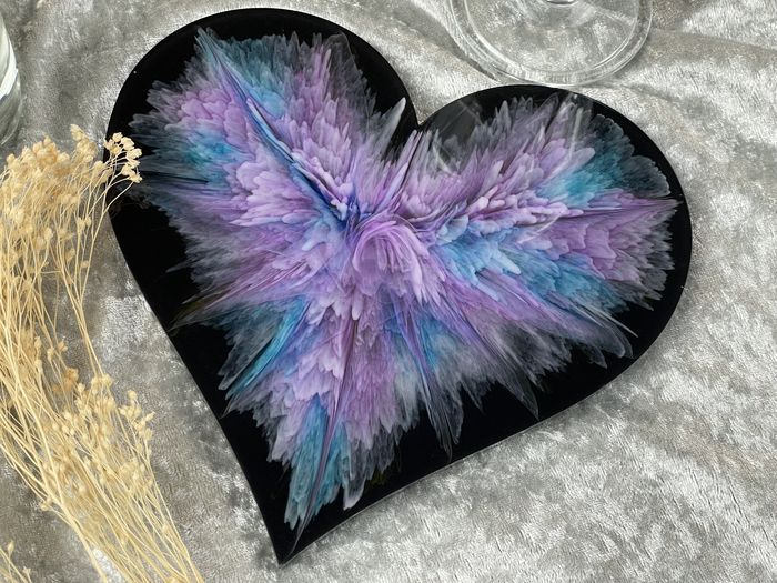 Schale Schäfchen-Wölkchen Obstschale weiß silber Blume Epoxidharz Resin Handgemacht
