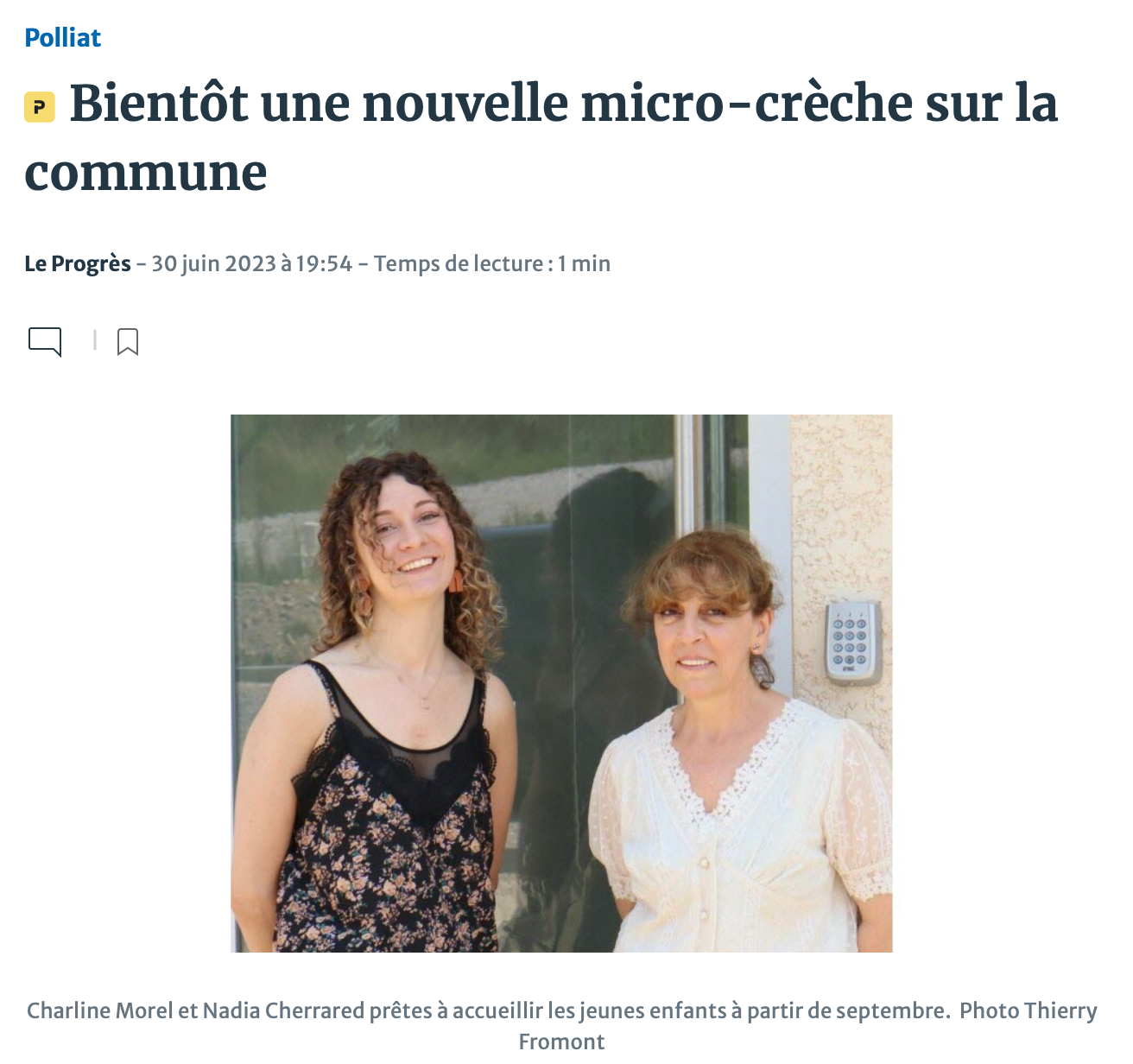 Nouvelle micro-crèche L’Enfantine Polliat Ain inauguration accueil enfants proximité Bourg-en-Bresse