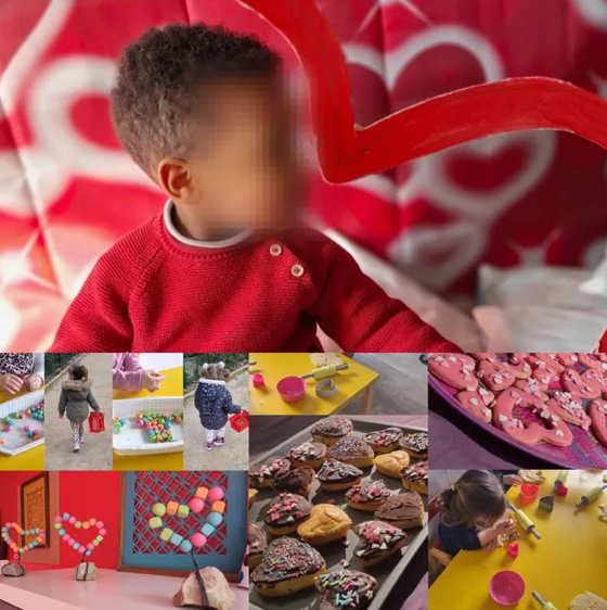 Micro-crèche L’Enfantine – Activité créative Saint-Valentin : peinture et motricité fine pour enfants à Polliat et Montagnat.