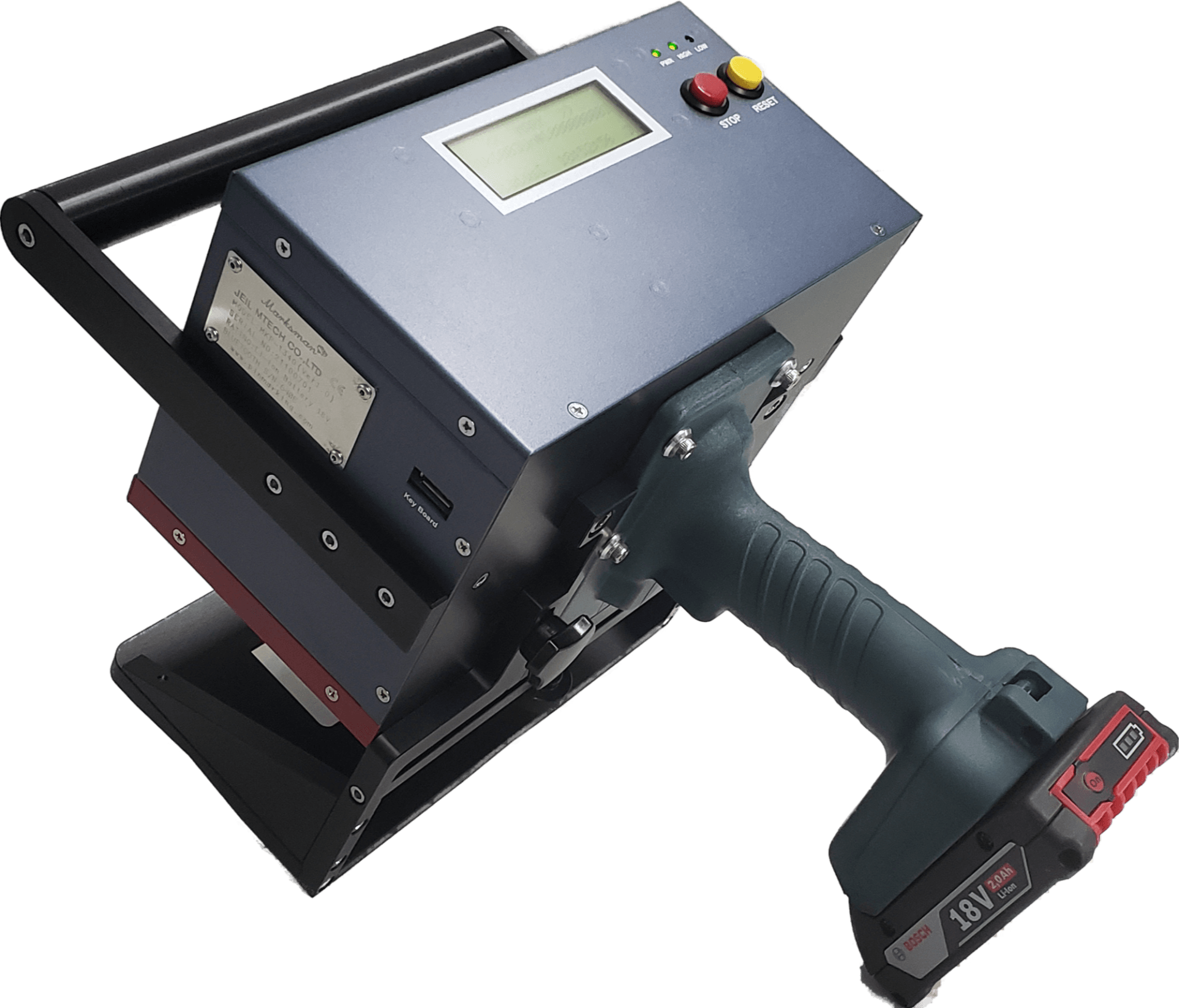 Mobiler Nadelpräger MKP-1340 mit Akku und LCD Display.