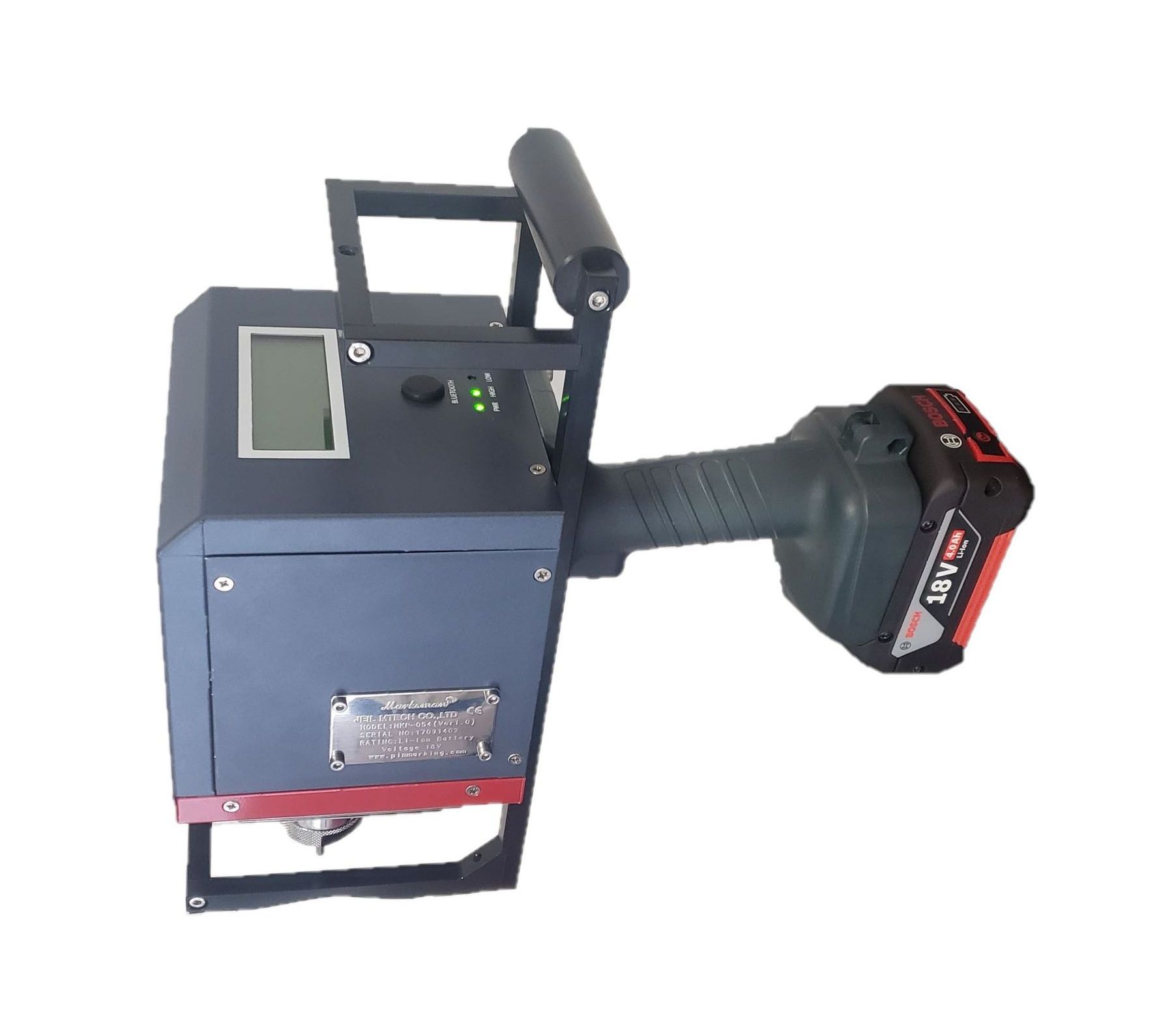 Mobiler Nadelpräger MKP-054 mit Akku und LCD Display.