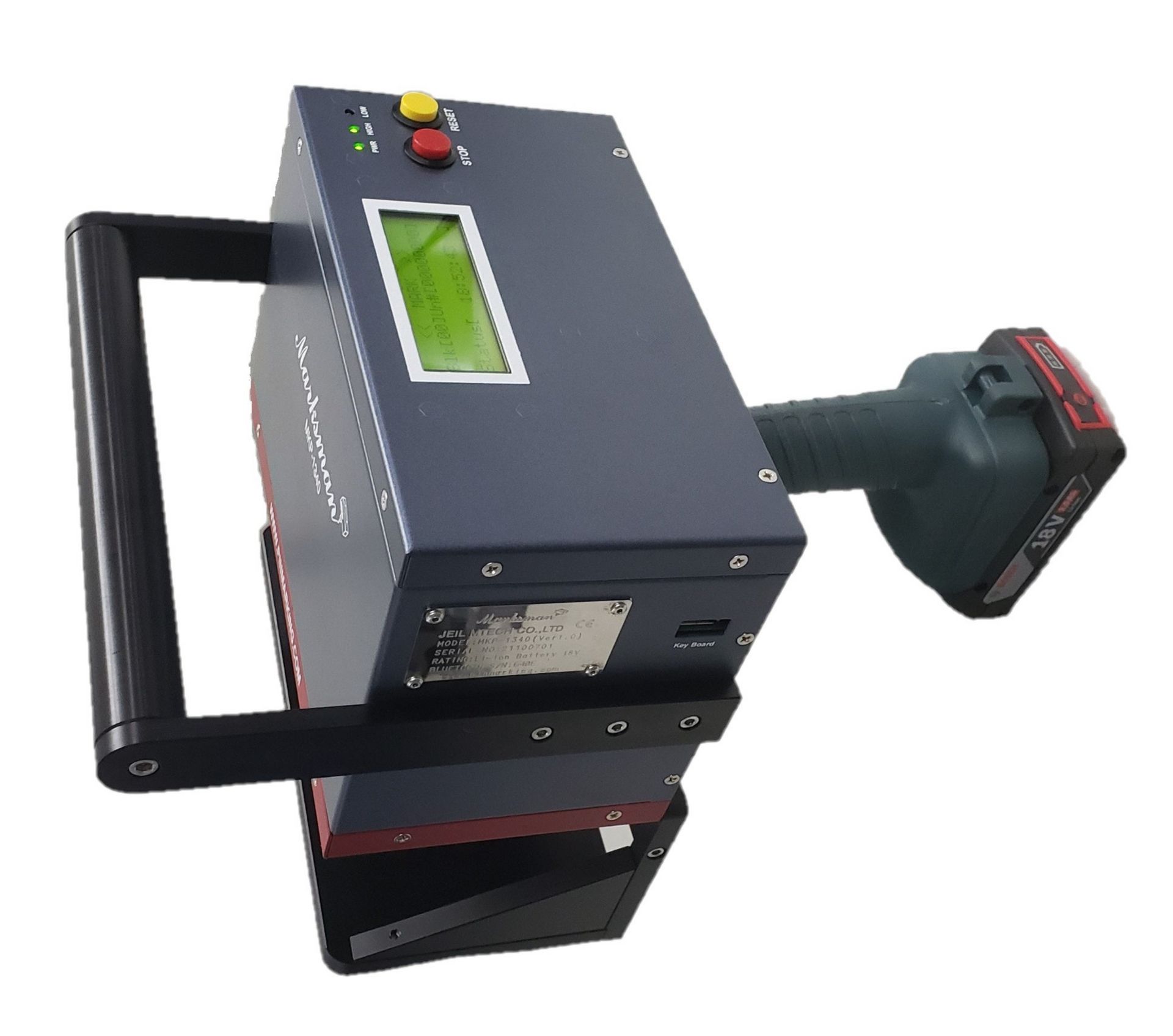 Mobiler Nadelpräger MKP-1340 mit Akku und LCD Display.