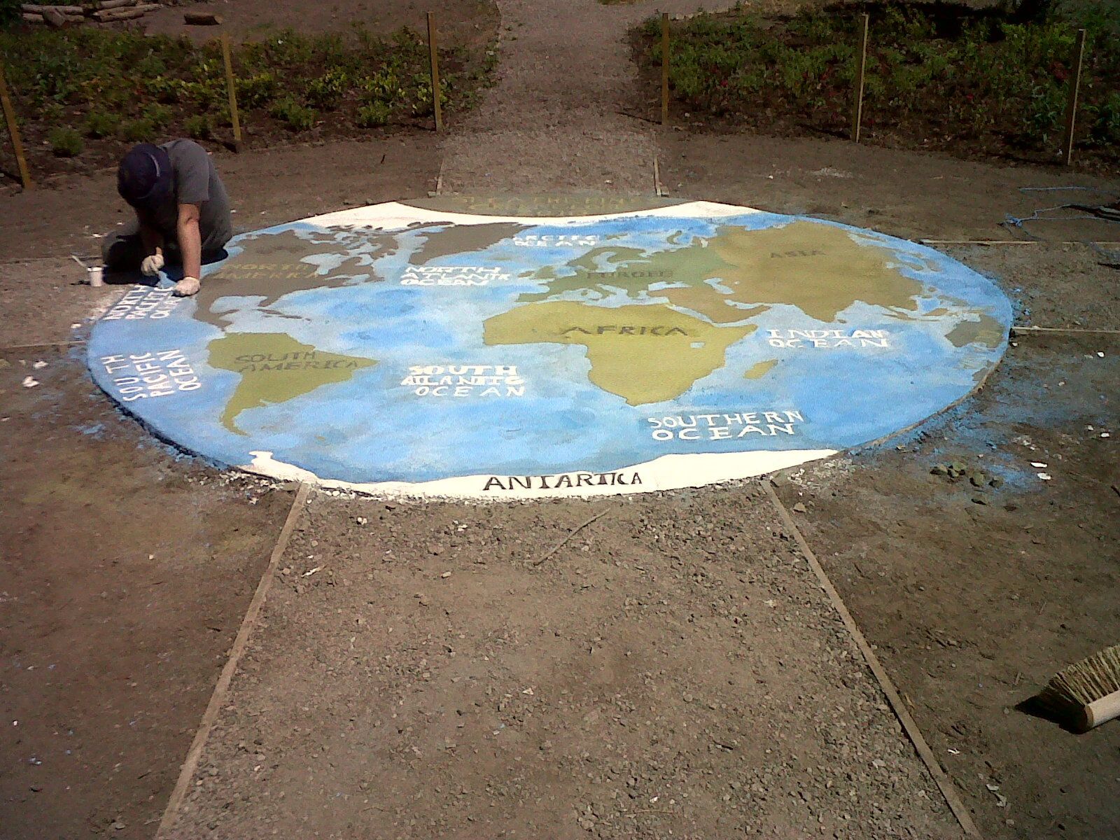 Map Of The World In Spray-crete for School Project. The World Is In Your Hands With Spray-crete.