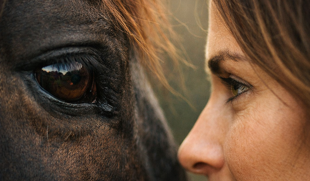 Équithérapie : femme se reconstruire avec cheval, espace expérientiel après trauma, bienveillance