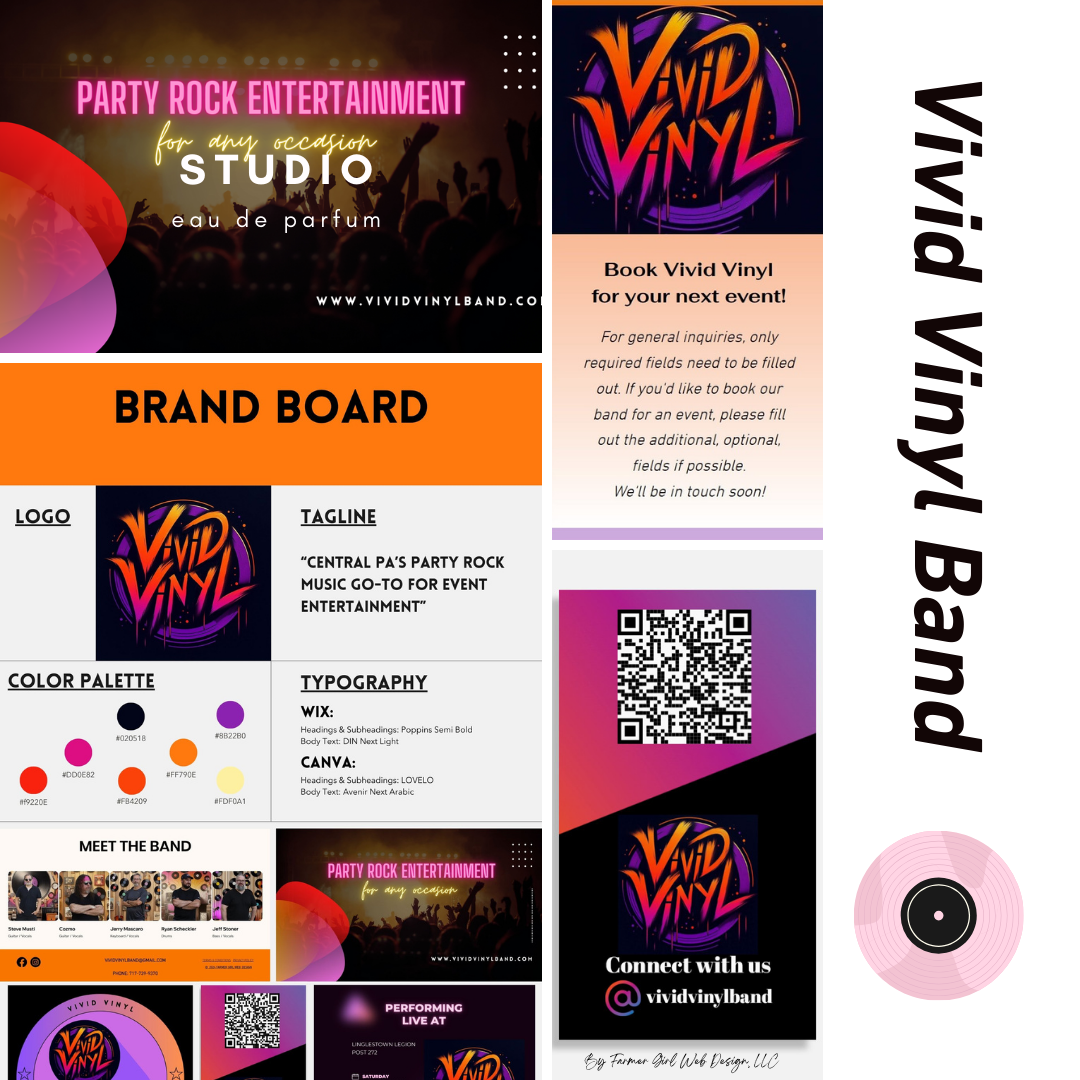 farmer girl web design brand development for vivid vinyl band
