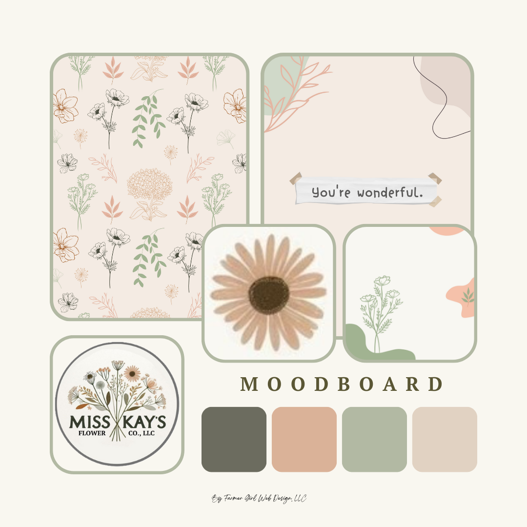farmer girl web design brand development for miss kay's flower shop