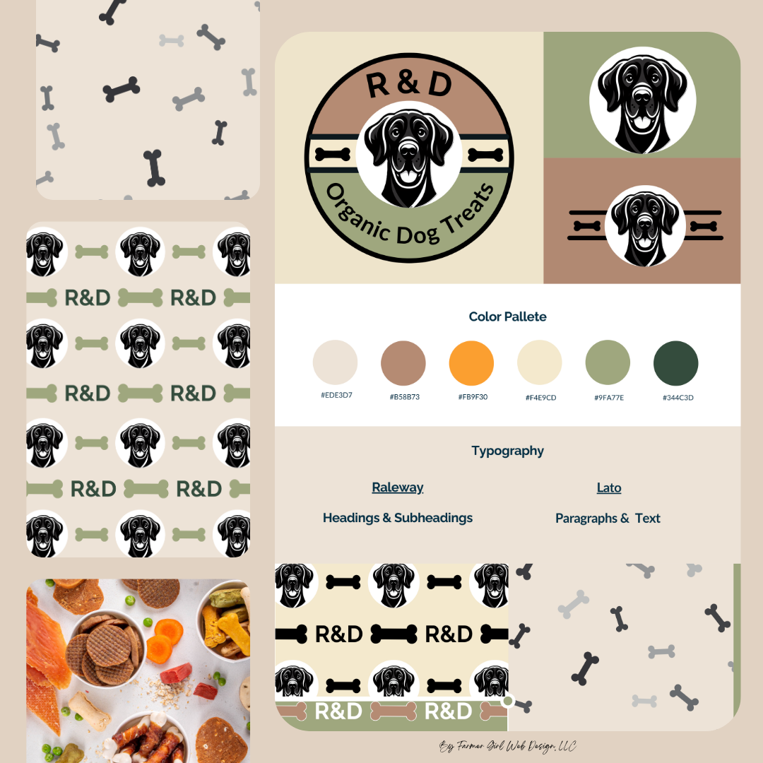 farmer girl web design brand development for R&D organic dog treats