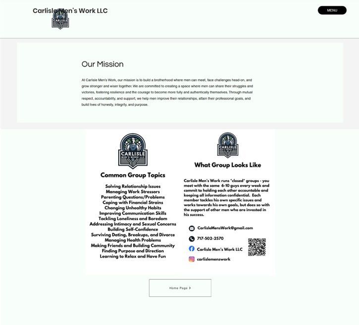 carlisle men's work website before professional redesign by farmer girl web design
