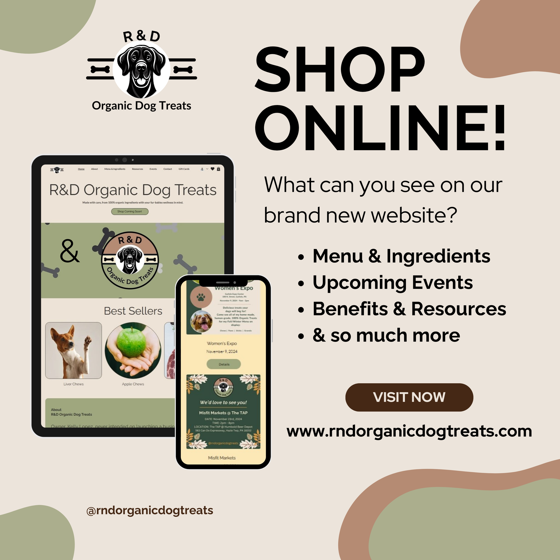 social media content created by Farmer Girl Web Design for R&D Organic Dog Treats