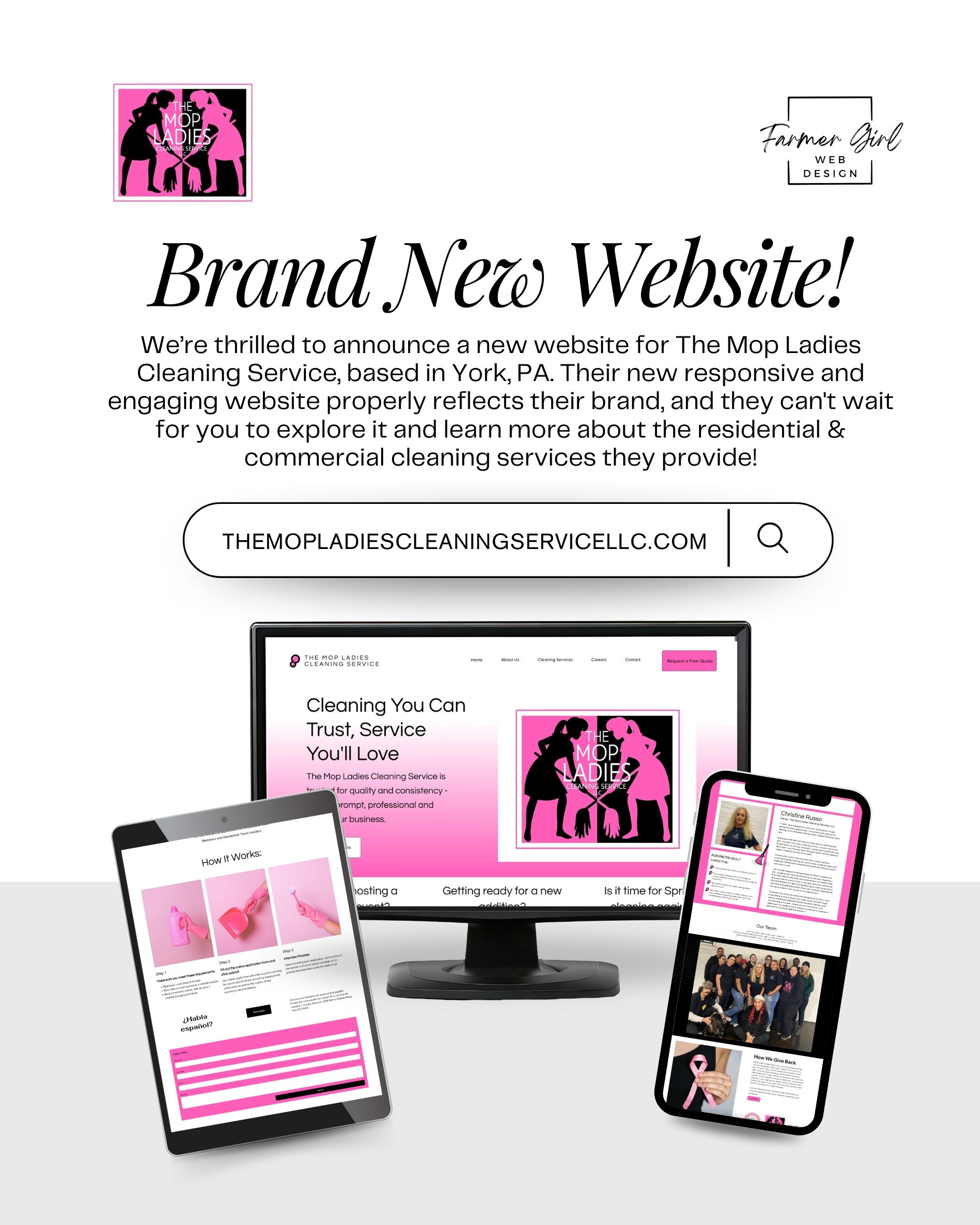 website launch for Mop Ladies Cleaning Services