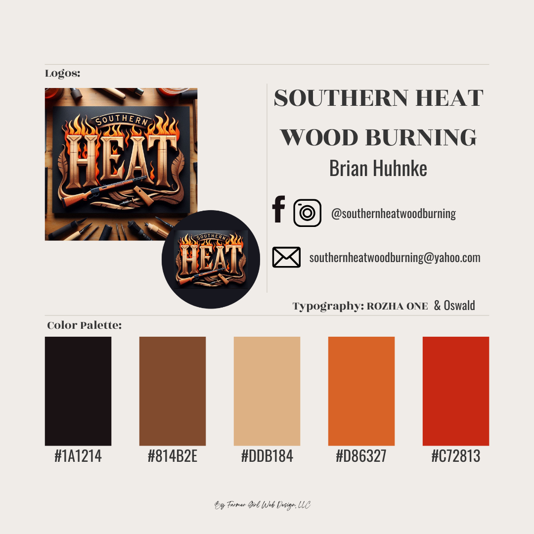 farmer girl web design brand development for southern heat woodburning