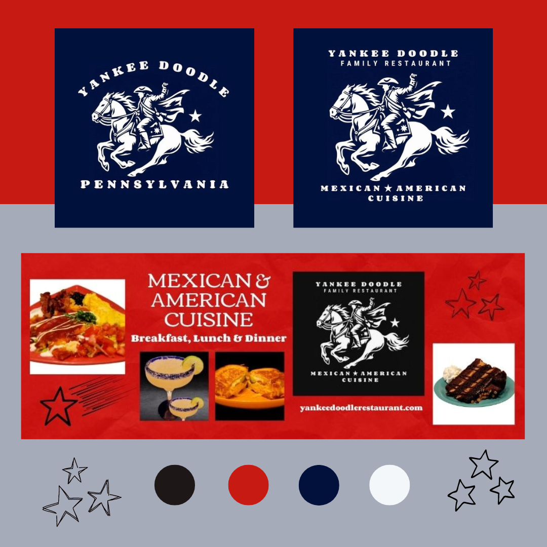 farmer girl web design logo and social media design for yankee doodle family restaurant