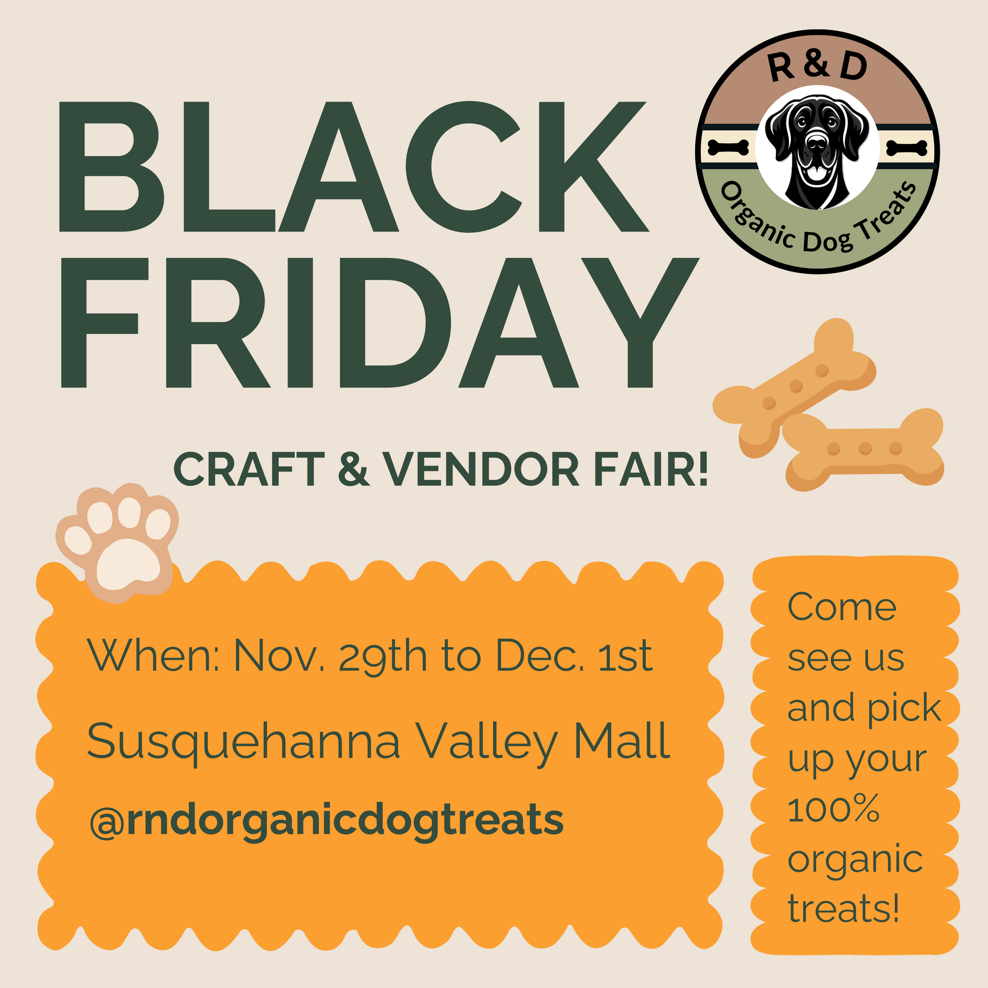 social media content created by Farmer Girl Web Design for R&D Organic Dog Treats