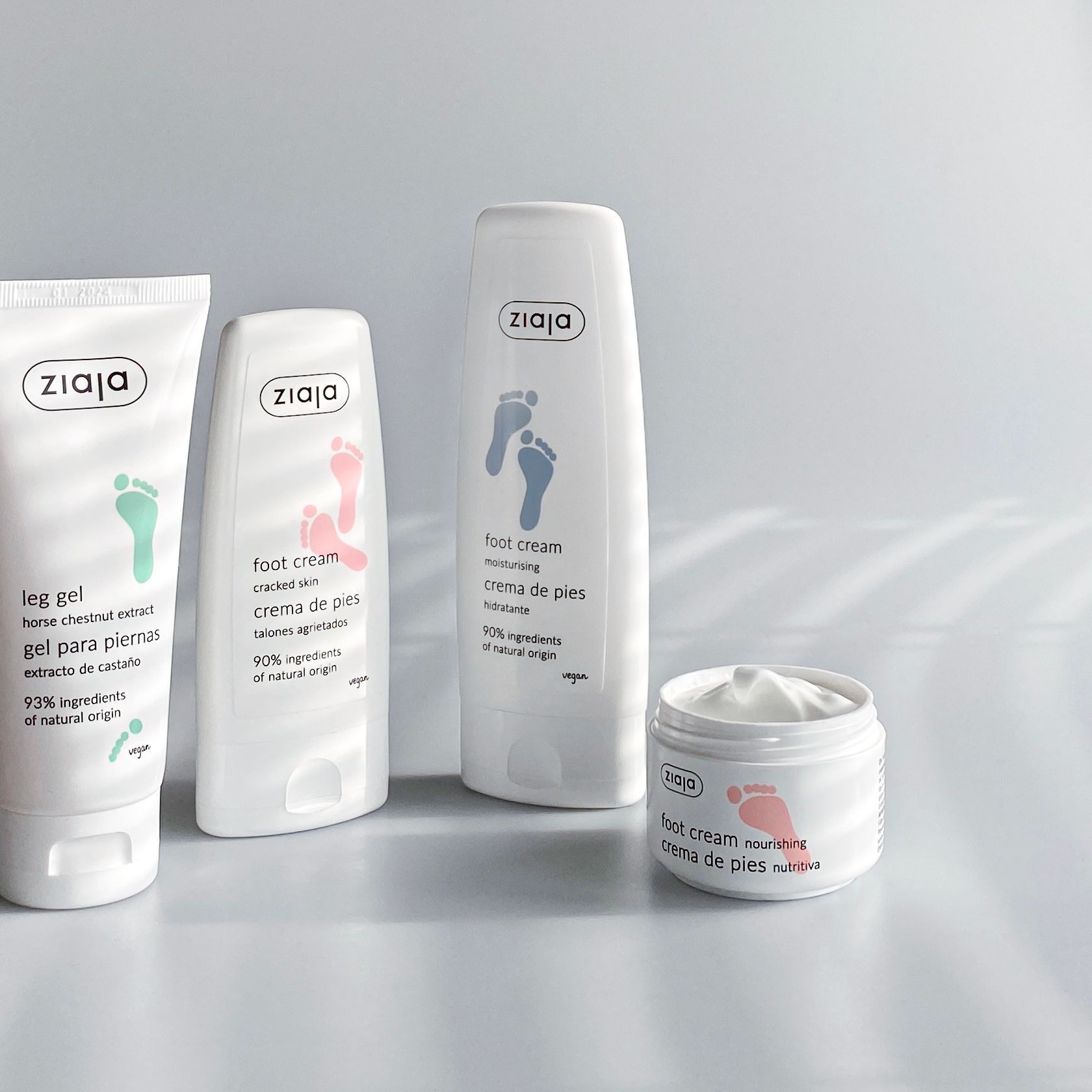 Bild mit einigen Produkten von Ziaja Fusspflege
