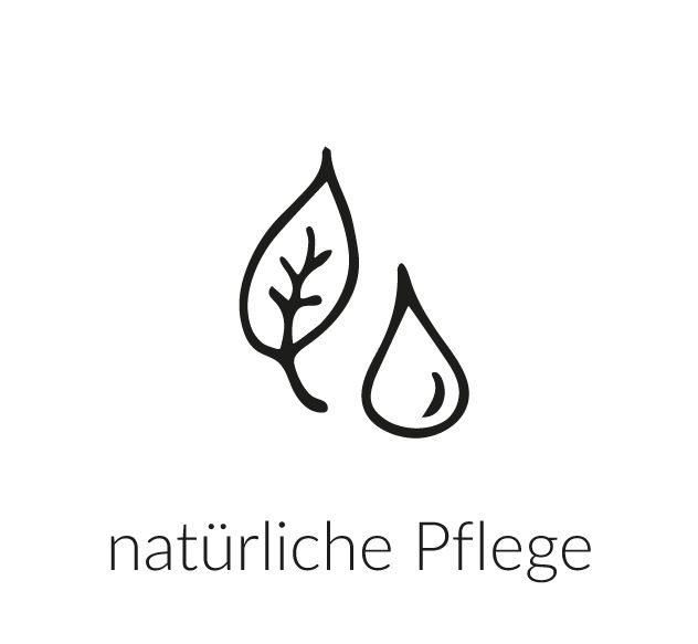 Bild mit Blatt und Wassertropfen: Text: natürliche Inhaltsstoffe bei Ziaja