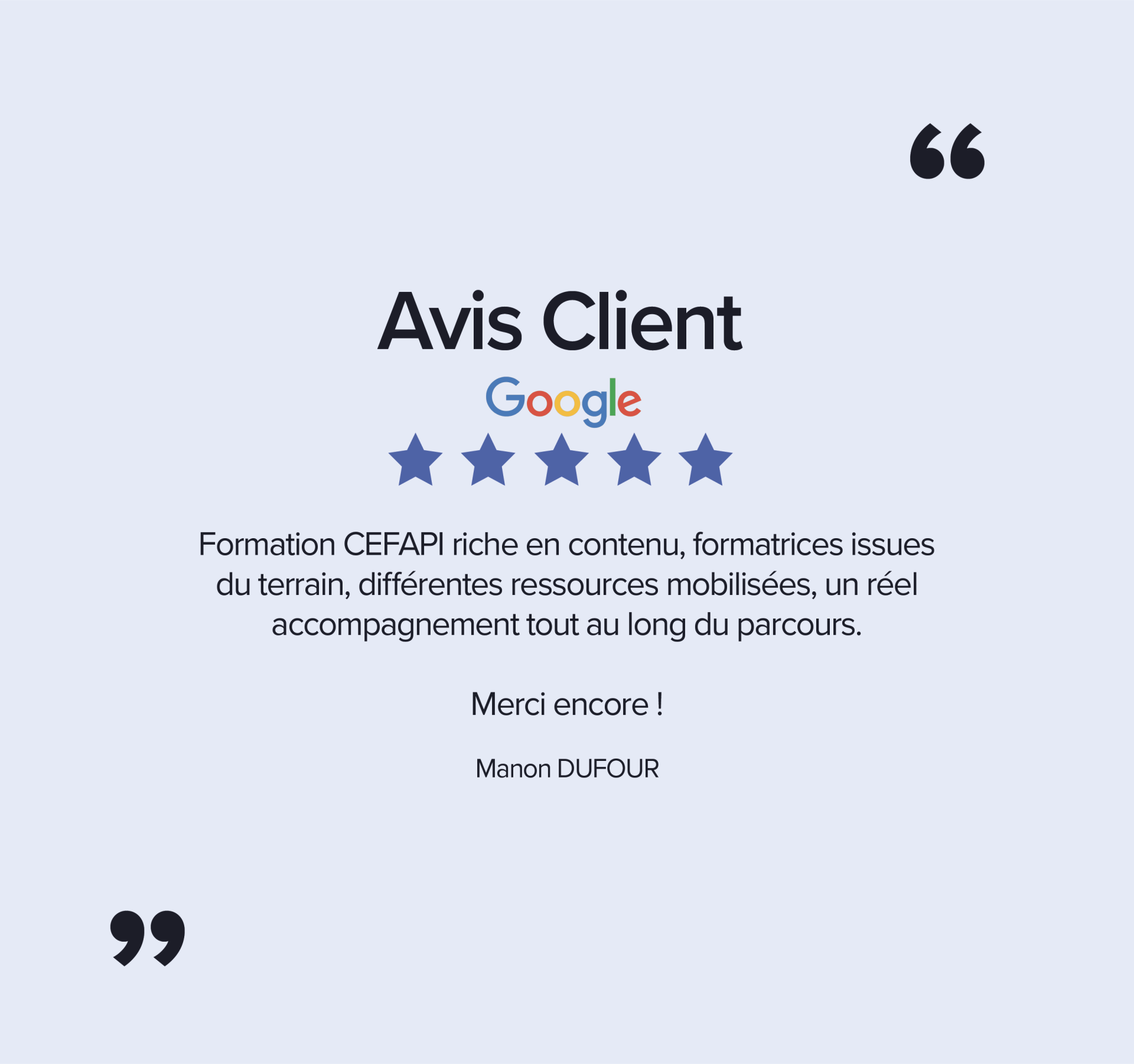 Avis Client Formation