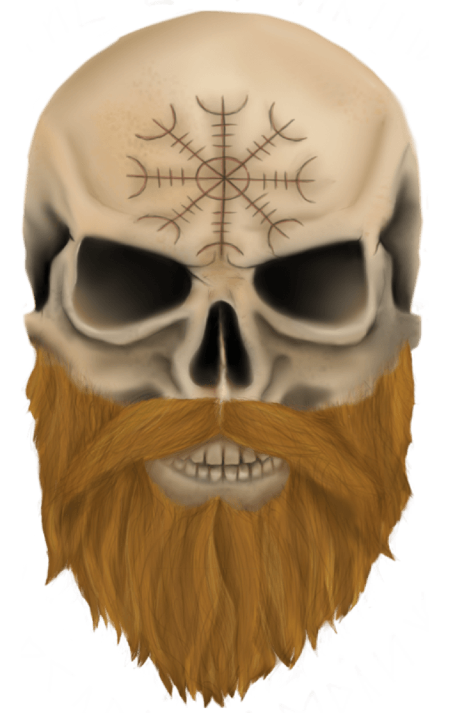 viking, skull, beard, logo, norse, odin, runes