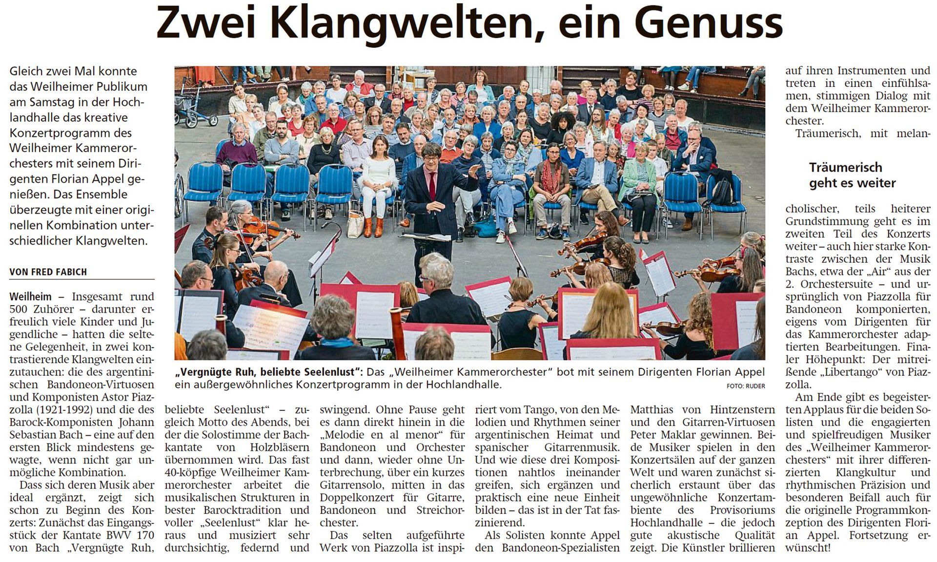 Weilheimer Tagblatt v. 09.05.2023 - TExt: Fred Fabich - Foto: Ruder