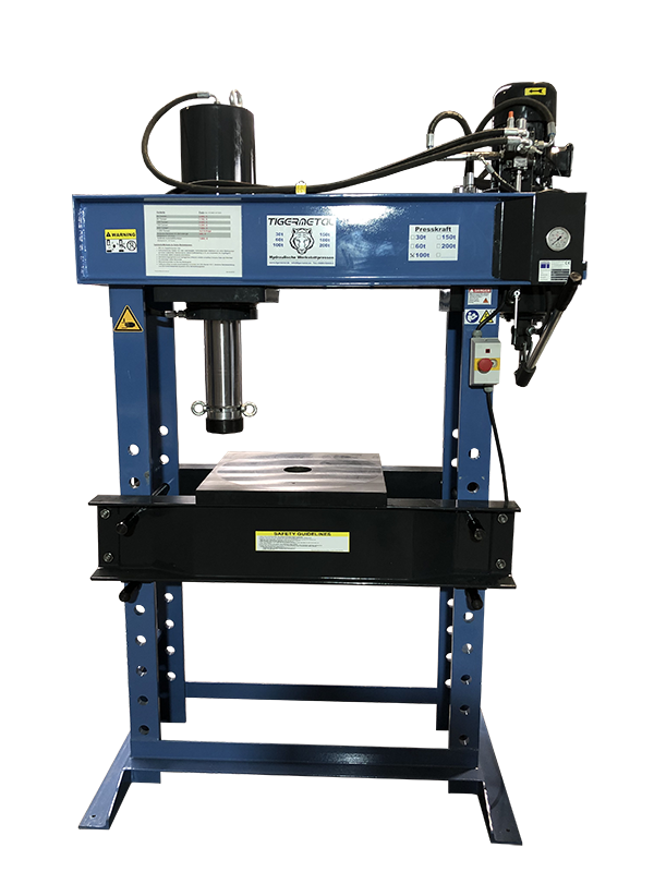 Detailaufnahme - Auflageplatte eingesetzt in einer Werkstattpresse