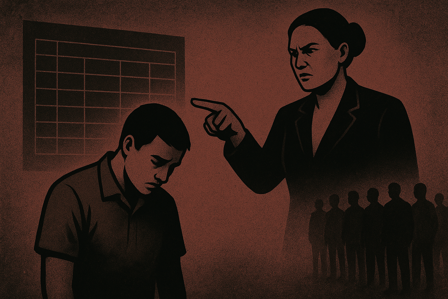 woman bosses a man around