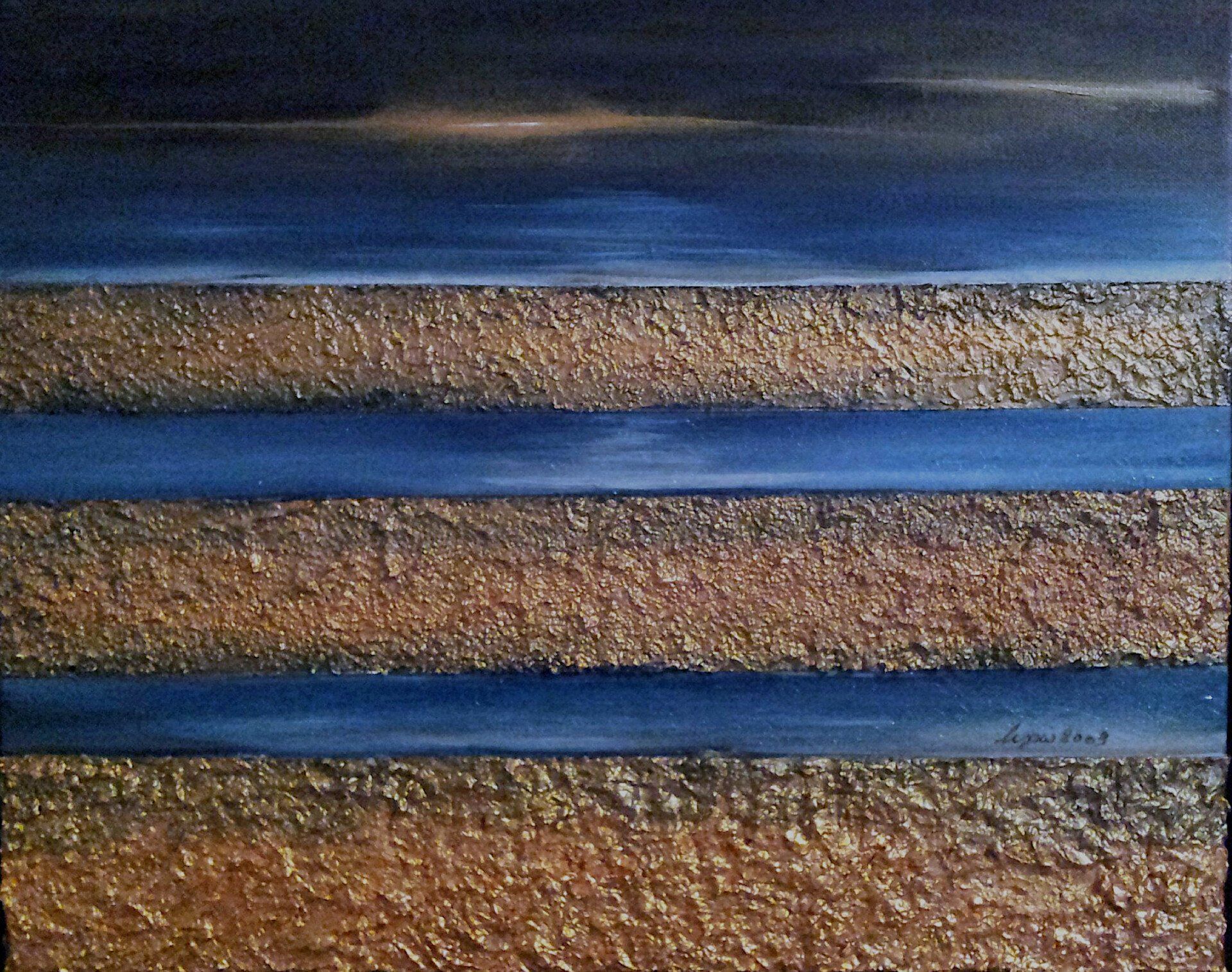 Galerie Hans Peter Wühler Horizont Acryl/Gel/Sand auf Leinwand hpw 2006 ca. 50 x 40 cm Original: 135,00 € (sold) Replikatdruck auf Leinwand 50 x 40 cm: 108,00 € Bild-Nr.: 05-001