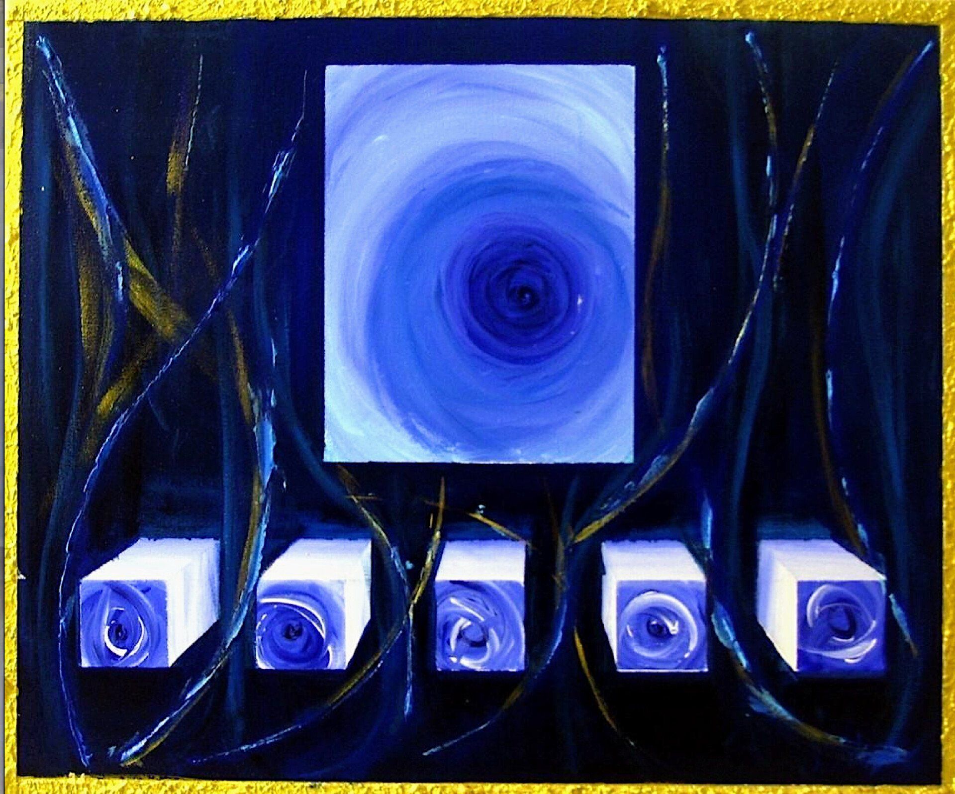 Galerie Hans Peter Wühler Blaue Quader Acryl auf Leinwand hpw 2008 ca. 60 x 50 cm Original: 135,00 € Replikatdruck auf Leinwand 50 x 60 cm: 117,00 € Bild-Nr.: 05-003