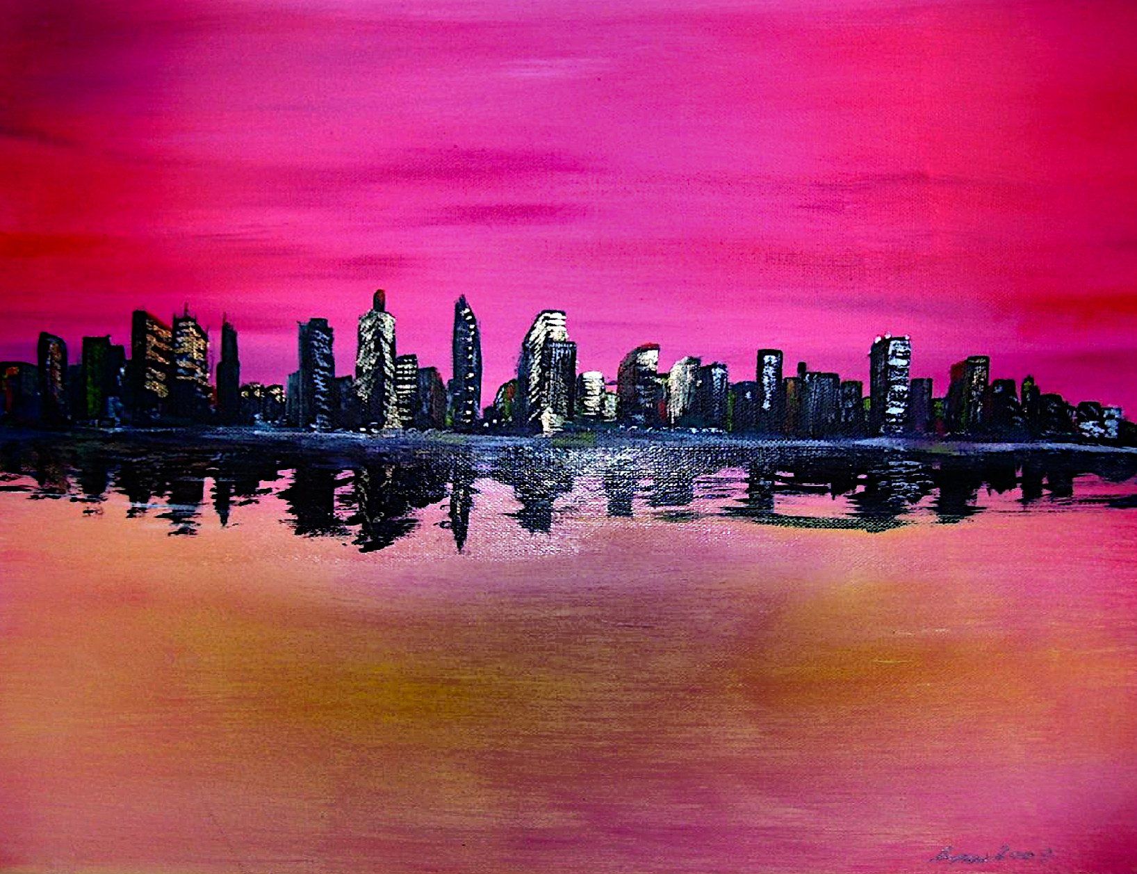 Galerie Hans Peter Wühler Skyline 2 Acryl auf Leinwand hpw 2017 ca. 50 x 40 cm Original: 155,00 € (sold) Replikatdruck auf Leinwand 50 x 40 cm: 108,00 € Bild-Nr.: 05-018