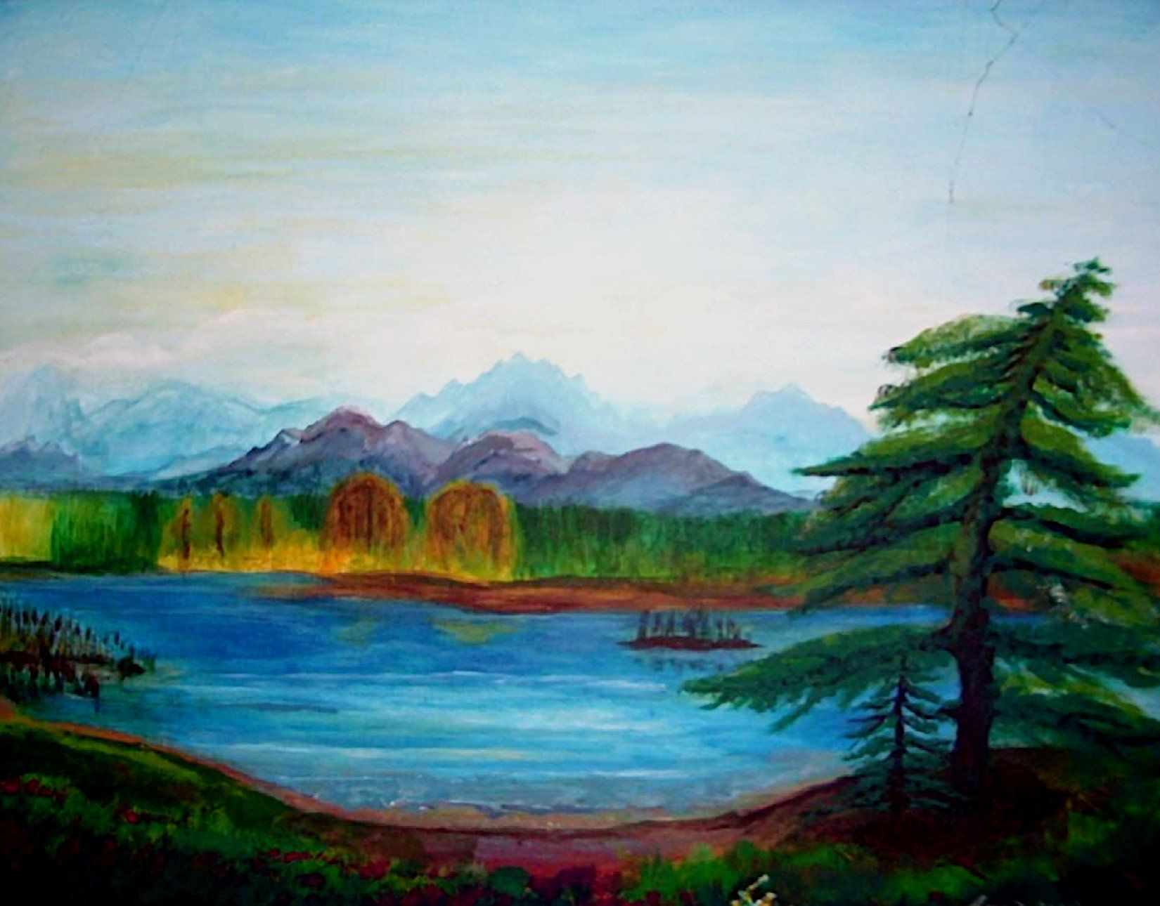 Galerie Hans Peter Wühler Bergsee Acryl auf Leinwand hpw 2005 ca. 50 x 40 cm Original: 65,00 € Replikatdruck auf Leinwand 50 x 40 cm: 108,00 € Bild-Nr.: 05-024