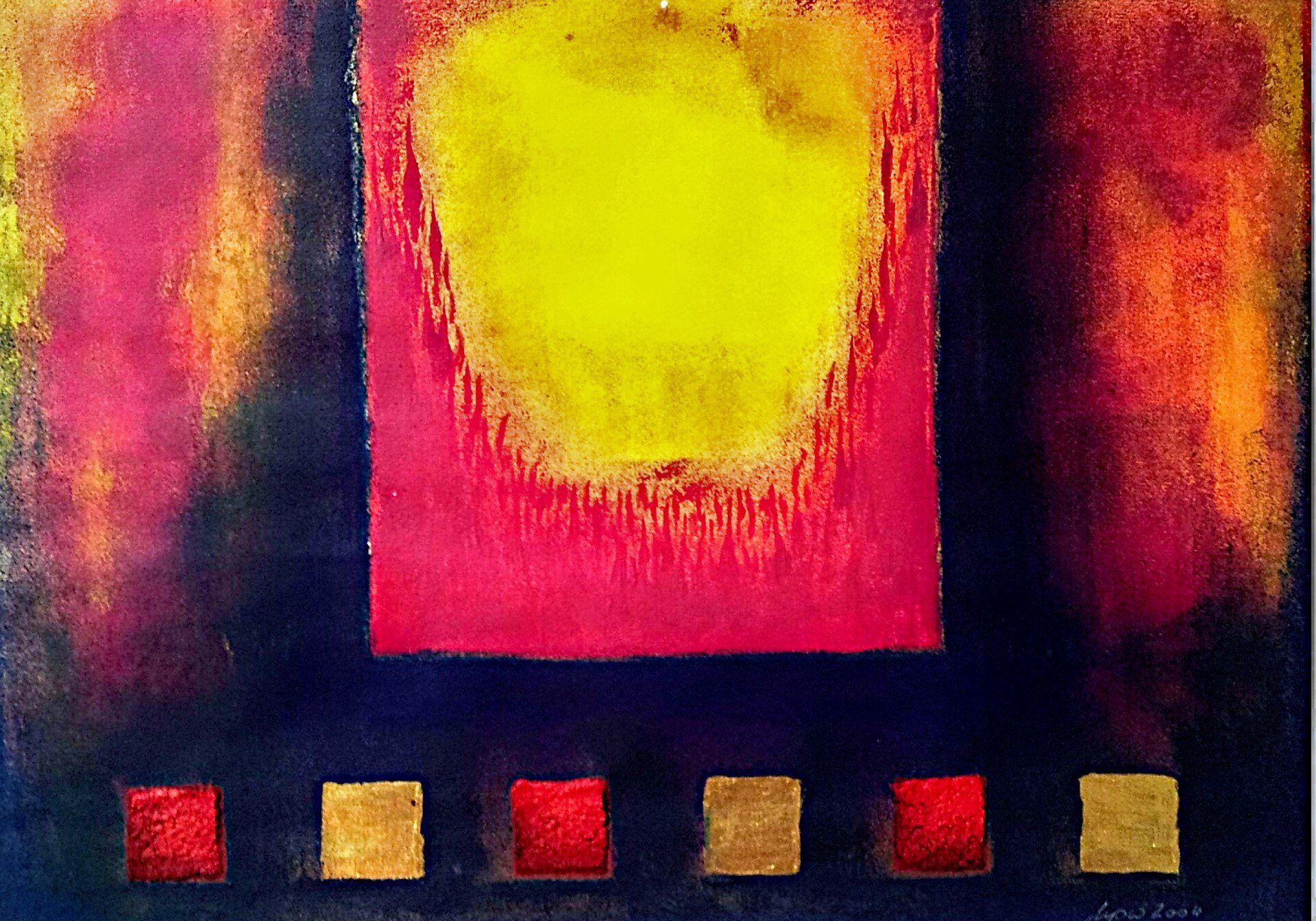 Galerie Hans Peter Wühler Feuerblick Acryl/Gel/Sand auf Leinwand hpw 2004 ca. 40 x 30 cm Original: 35,00 € Replikatdruck auf Leinwand 40 x 30 cm: 60,00 € Bild-Nr.: 07-002