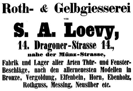 Loevy-Anzeige im Berliner Adressbuch, 1868 Loevy-Anzeige im Berliner Adressbuch, 1868