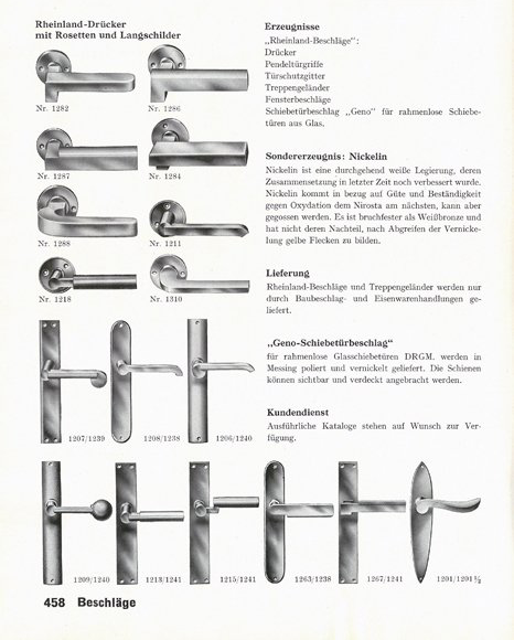 Auszug aus Bauwelt-Katalog, 1929/30 Rheinland-Drücker im Bauwelt-Katalog, 1929/30