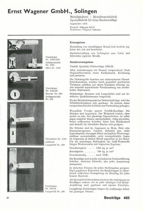 Ernst Wagener in: Bauwelt-Katalog, 1931