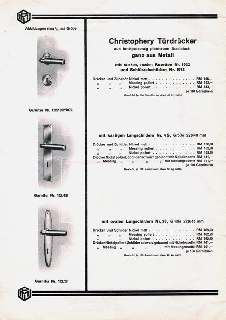 Auszug aus einem Christophery-Werbeblatt, 1930 Christophery-Werbeblatt, 1930
