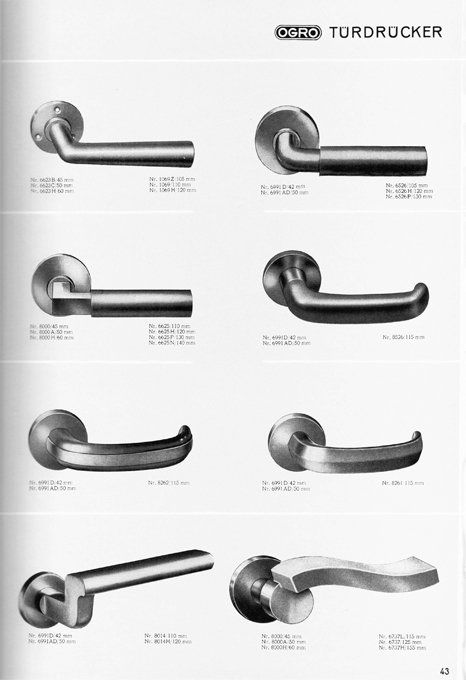 Frankfurter Normendrücker und Gropius-Drücker im OGRO Katalog 1937 OGRO Katalog 1937