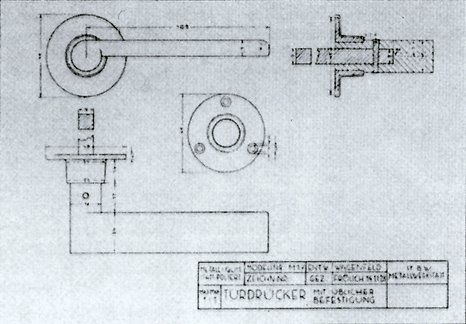 Zeichnung des Wagenfeld-Drückers, 1928 Zeichnung des Wagenfeld-Drückers, 1928