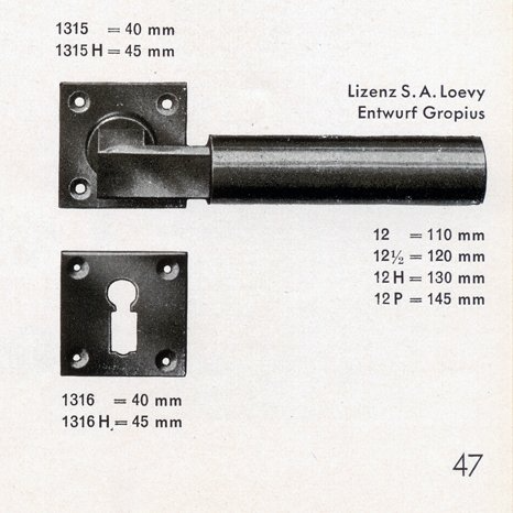 Auszug aus Katalog Wehag 31 Gropius-Drücker in: Katalog Wehag 31