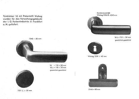 Auszug aus dem Katalog Wehag 31 Reichsform-Drücker im Katalog Wehag 31