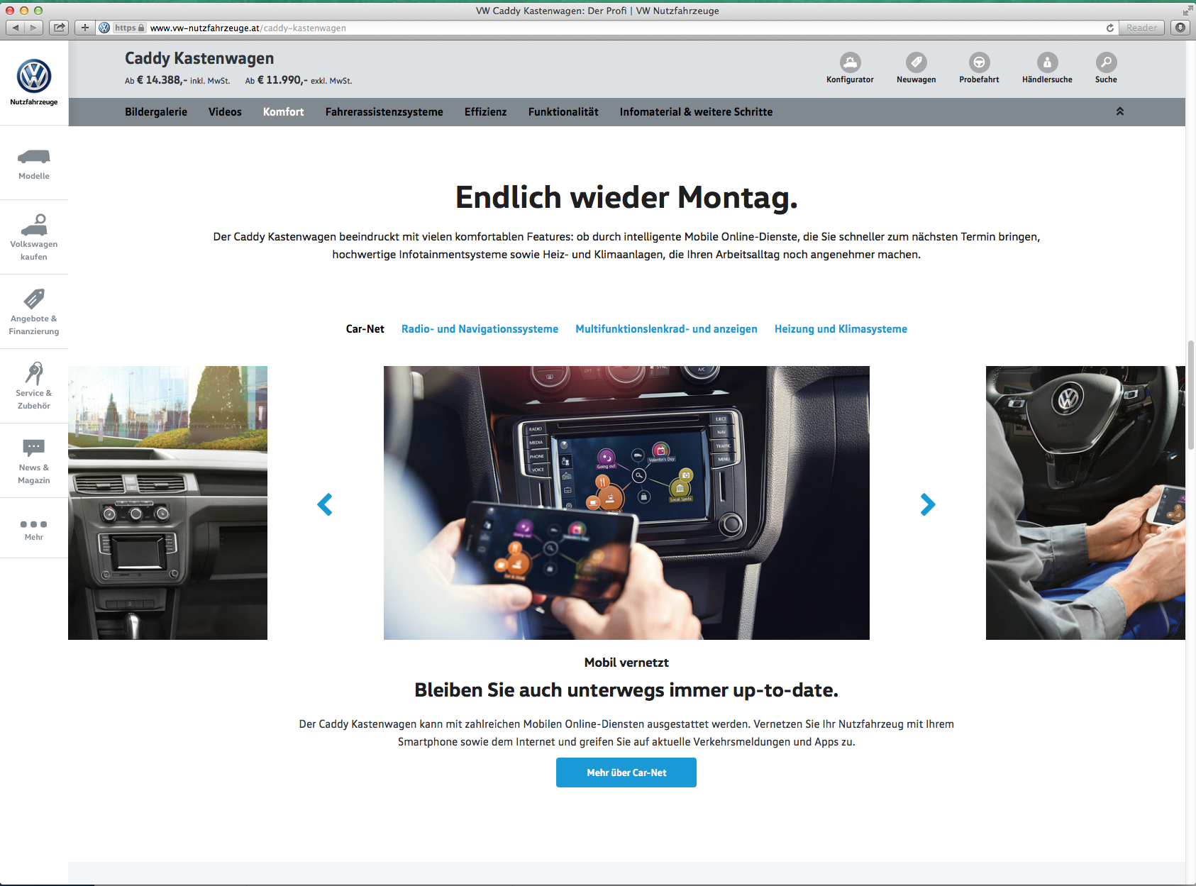 Website Volkswagen Nutzfahrzeuge