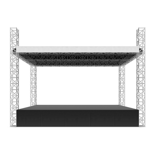 Modulare Bühne mit LED-Wand und Traversensystem