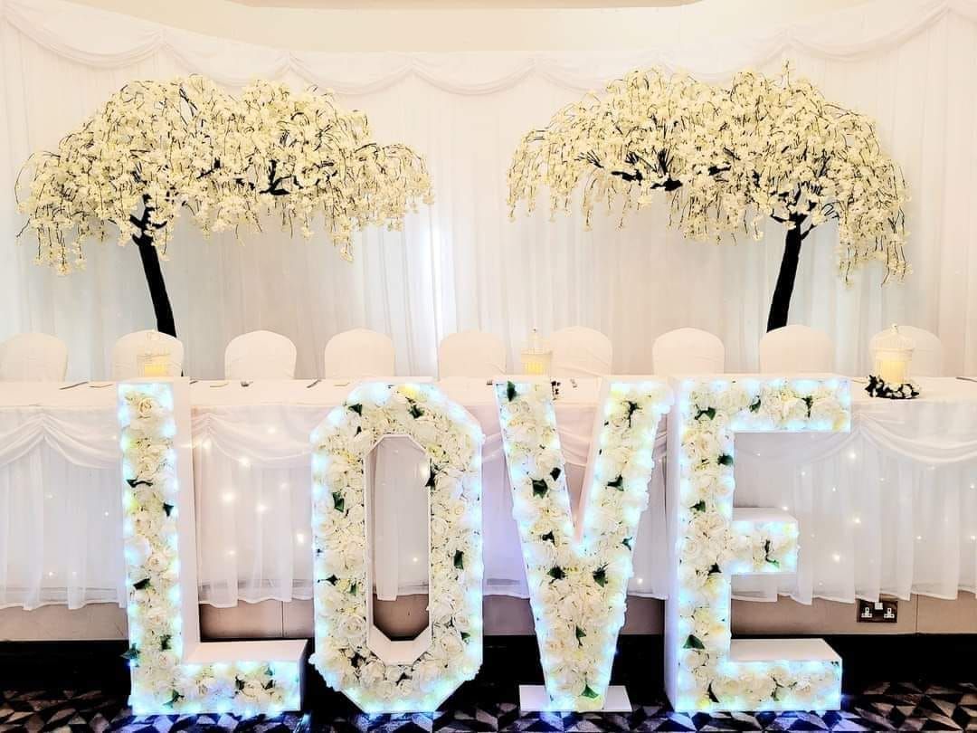floral love letters sign