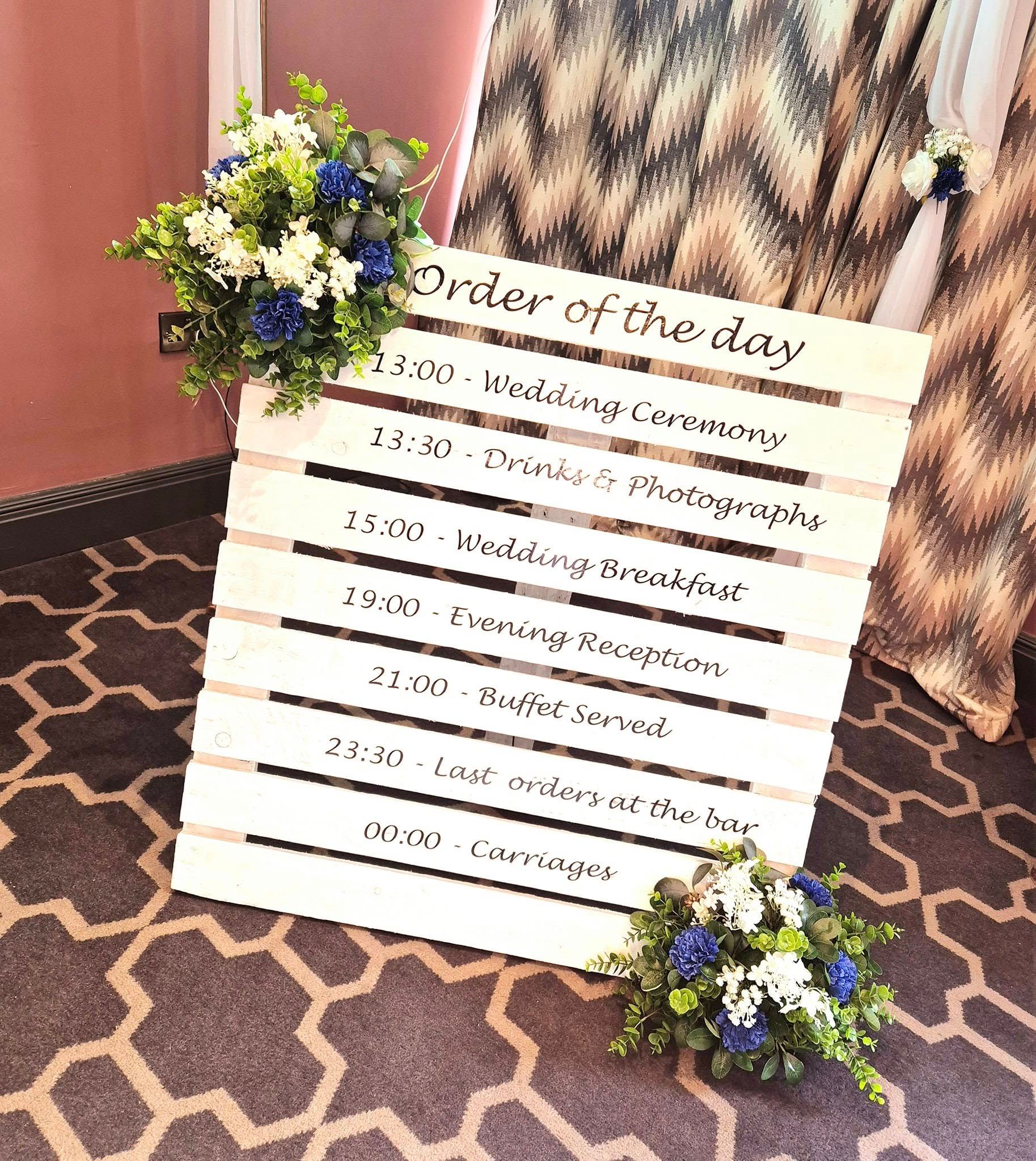 White order of the day board sign