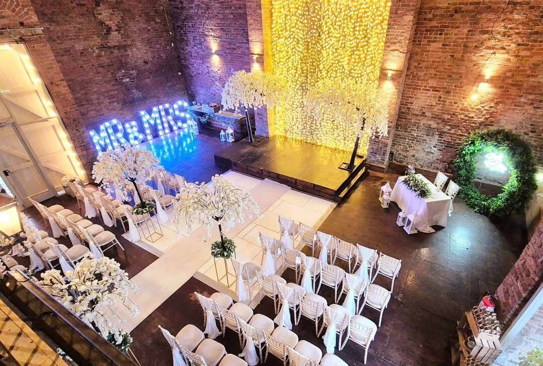 Beautiful illuminated wedding ceremony in Cheshire