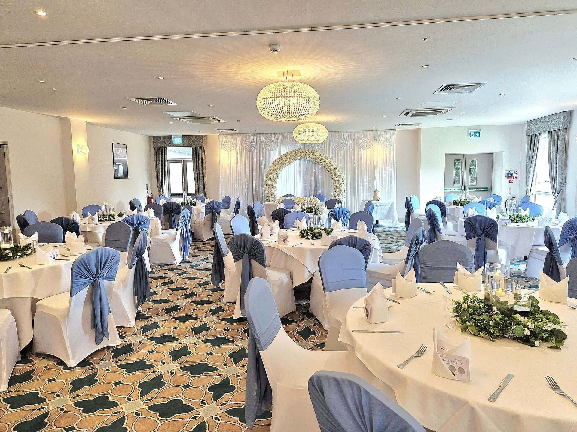 Wedding decorations hired for wedding breakfast styling