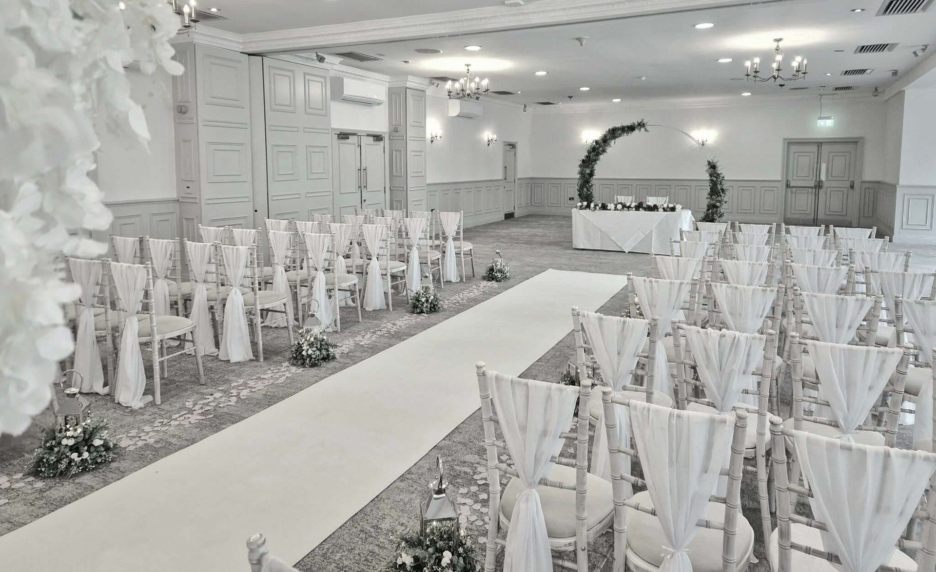 Beautiful wedding ceremony in Cheshire using wedding decoration hire