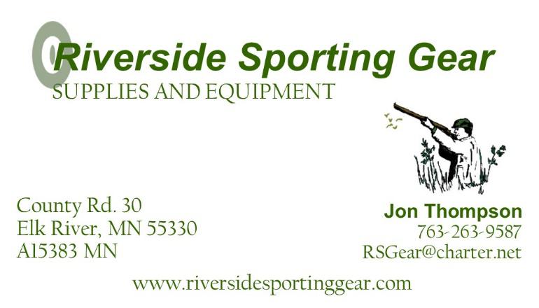 Riverside Sporting Gear; supplies and equipment; Jon Thomas business card