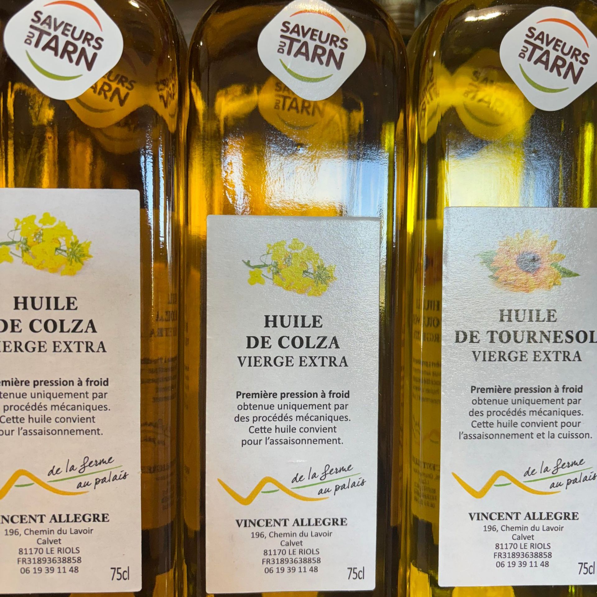 vincent allegre huile de tournesol huile vierge de colza