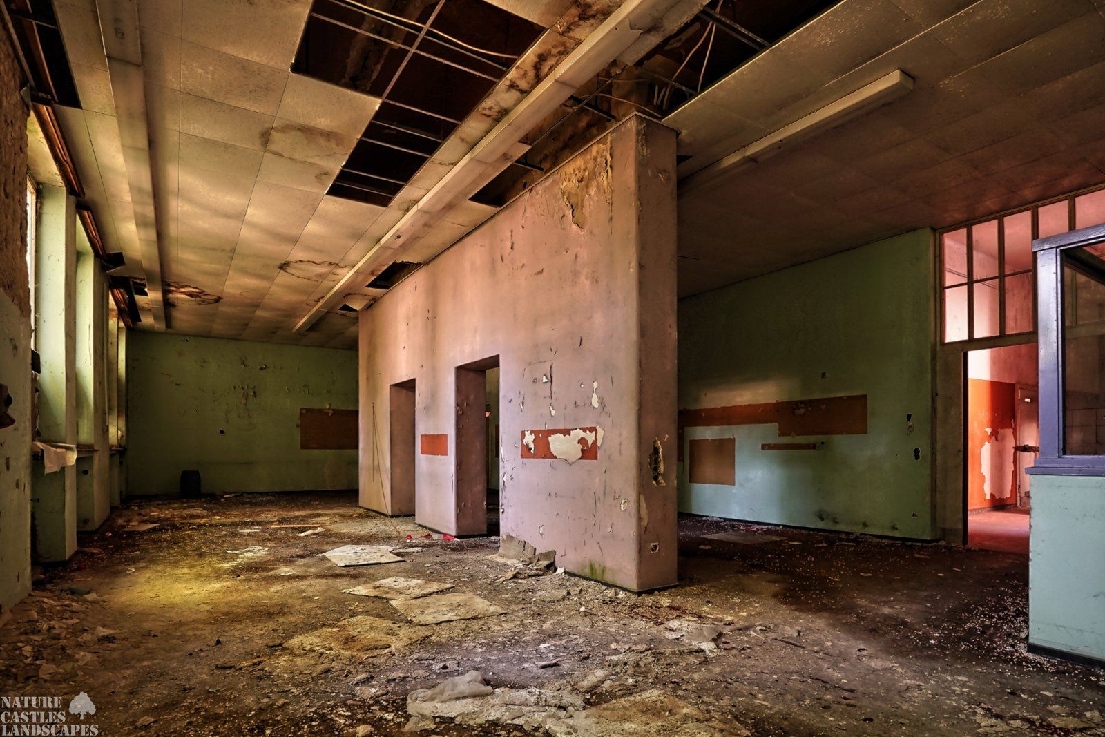 colored reception colorful lost place