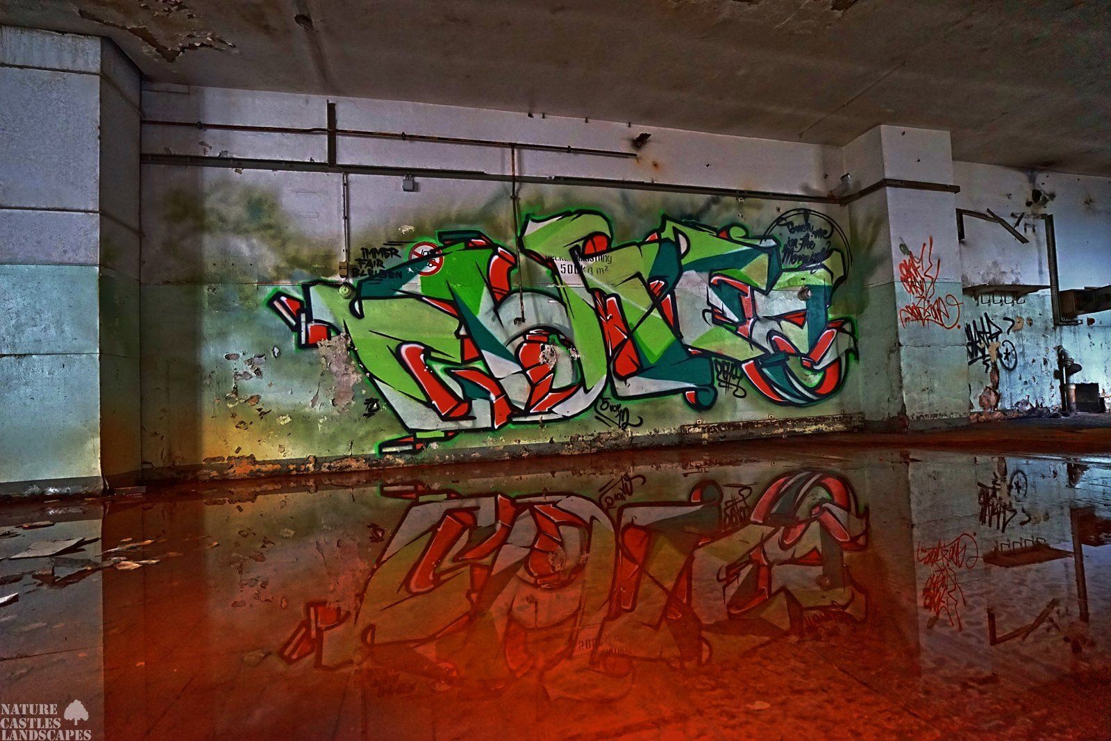 graffito in a lost place Graffito in a abandoned Food factory