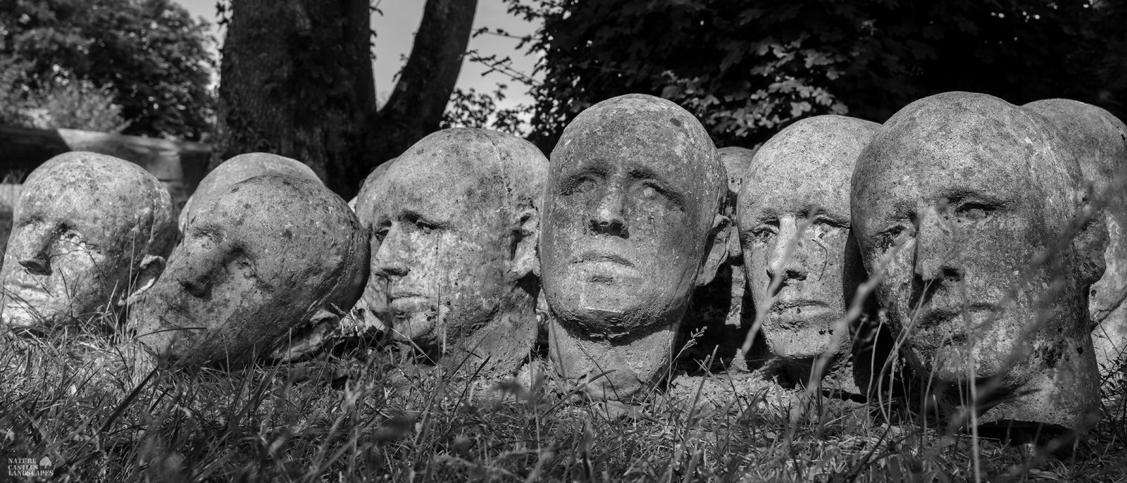 monochrome photo of an art installation